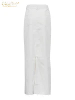 Clacive Fashion Loose Beige Denim Skirts For Women 2025 Casual High Waist Long Skirt Elegant Classic Solid Skirt Female Clothing - Image 5
