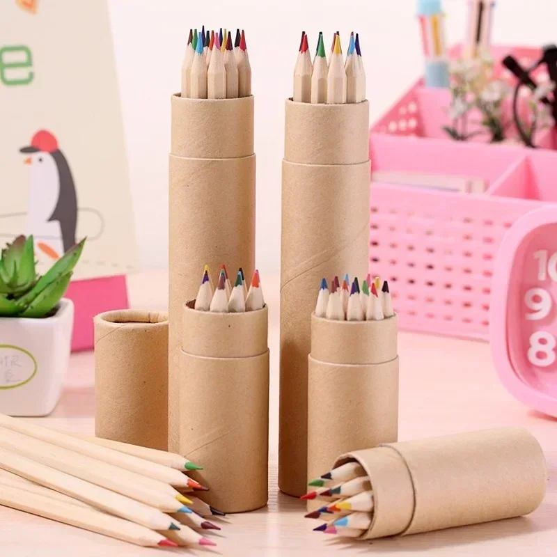 12 Colors Drawing Pencil Professional Oil Colored Set  Raw Wood for Children's Doodles Office School Art Supplies for Artist new brutfuner 72 macaron 50 metallic colors professional artist colored pencils soft core case bag for school color art supplies