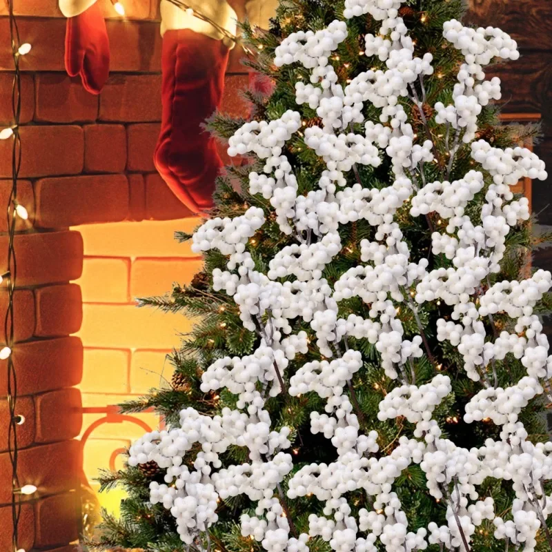Description Picture 6 of item40/4PCS Artificial White Berries Stems Christmas Berry Branches Fake Fruit Flowers DIY Wedding Party New Year Home Decorations