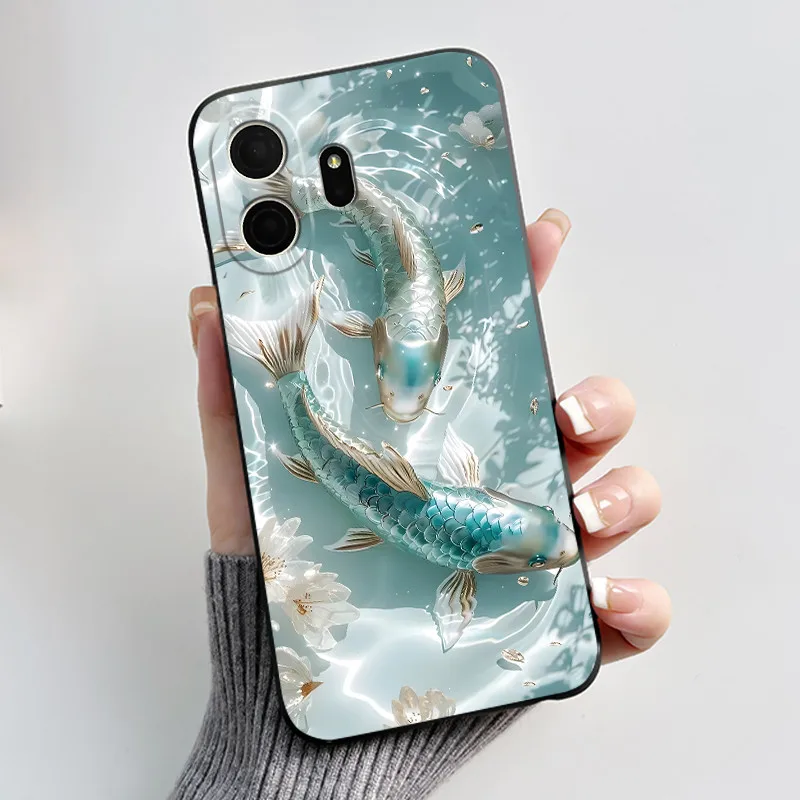 Black Silicone Shockproof Phone Case with Love Moon Pattern - Stylish and Protective Design
