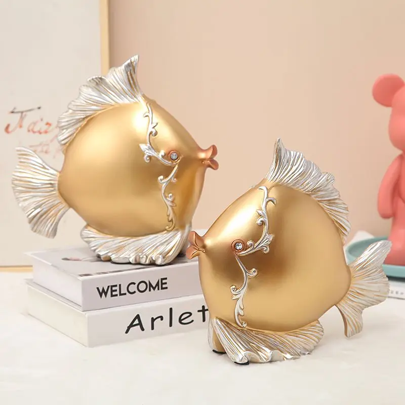

Creative Mascots 2PCS Fish Resin Accessories Office Desktop Ornaments Crafts Home Livingroom Cabinet Bookcase Figurines Decor