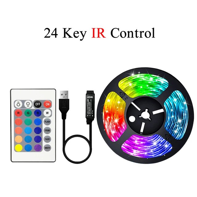 LED Strip Lights USB Bluetooth 5V RGB LED Lights Flexible LED Lamp Tape Ribbon RGB TV Desktop Screen BackLight Diode Tape Luces 24 Key IR Control