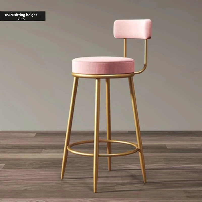 Bar stool Nordic bar chairs modern iron art high stools kitchen backrest bar stools Cafe velvet chair counter work home furniture