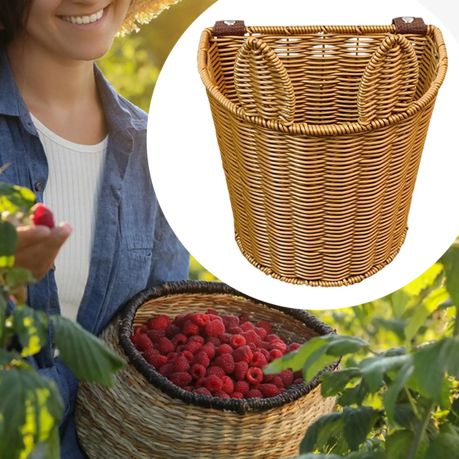 Kids Rattan Storage Basket Picnic Rucksack Multipurpose Photography Props