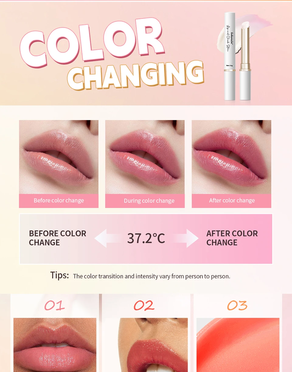 Description Picture 6 of itemLip And Cheek Stain PH-Activated Formula Delivers Long-Lasting Natural Color Change Hydrating Botanical Oils Lips Care
