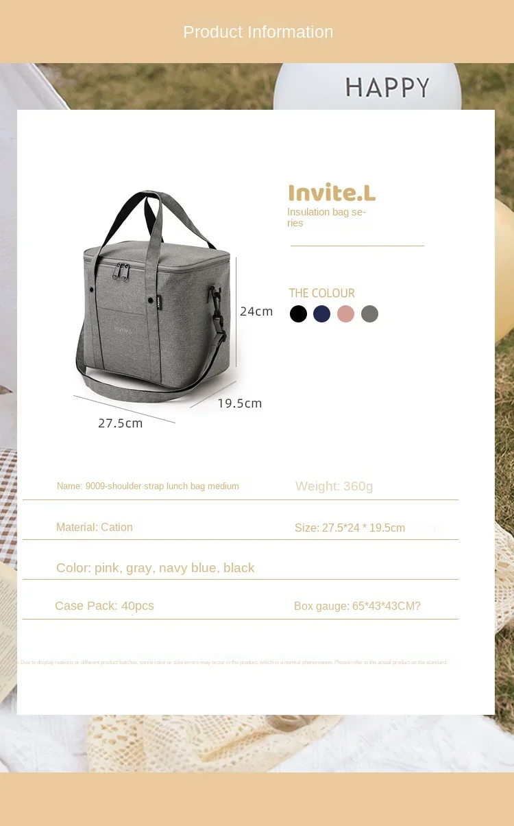 1 piece insulated lunch bag for men and women, reusable, lunch cooler tote bag for work office picnic beach trip