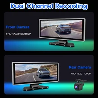 11.26 นิ้วรถ DVR 4K Dash Cam Dual Lens Wireless Carplay & Android Auto Video Recorder Monitor GPS นําทาง 5G Wifi FM AUX 3