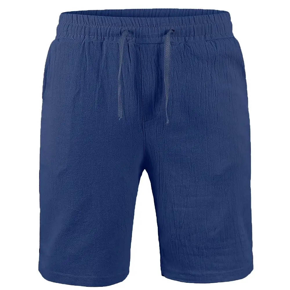 Cotton Linen Shorts Men Five-point Sports Short Breathable Simple Pants Summer Thin Casual Shorts Solid Color Elastic Pant 3