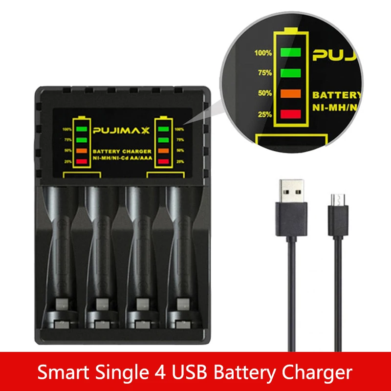 4 Slots Electric Battery Charger Intelligent LED Indicator USB Charger Home AA/AAA Ni-MH/Ni-Cd Rechargeable Battery