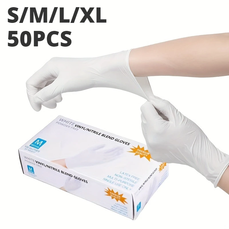 Disposable White Nitrile Gloves Multipurpose For Household Kitchen Bathroom Cleaning DIY Painting Pets Latex Free Powder Free disposable gloves nitrile gloves cleaning gloves