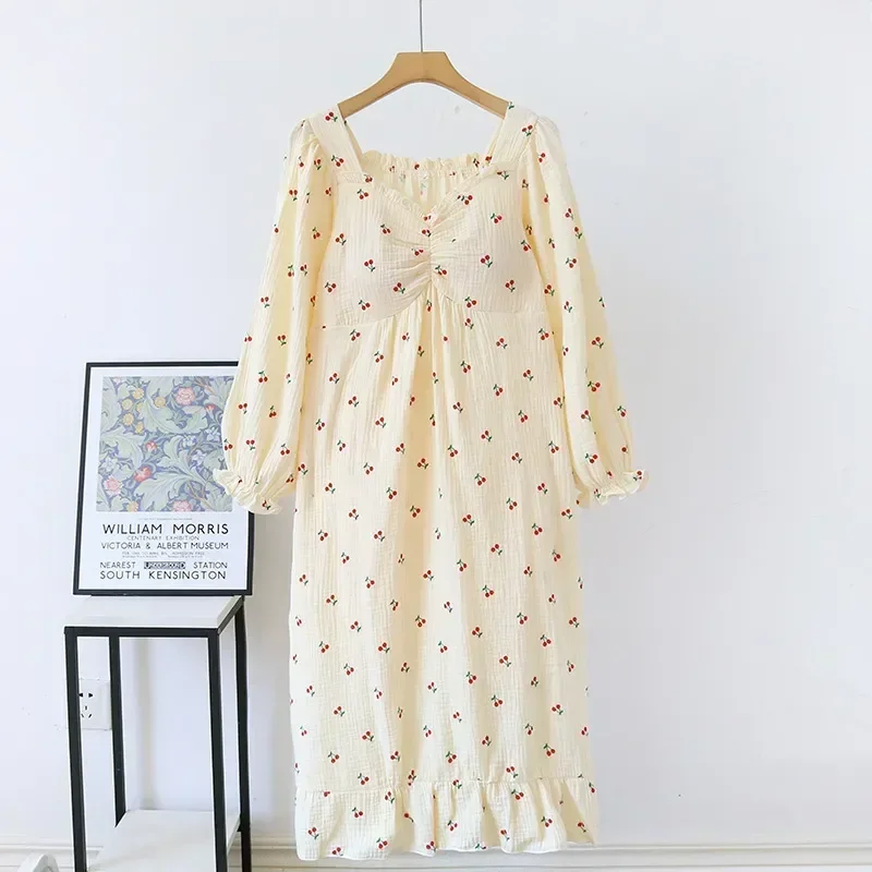 

New Dress Underwear Nightie Princess Cotton Summer Nightgown Sleeping Pure Women's Sleepwear Pajamas Women Spring