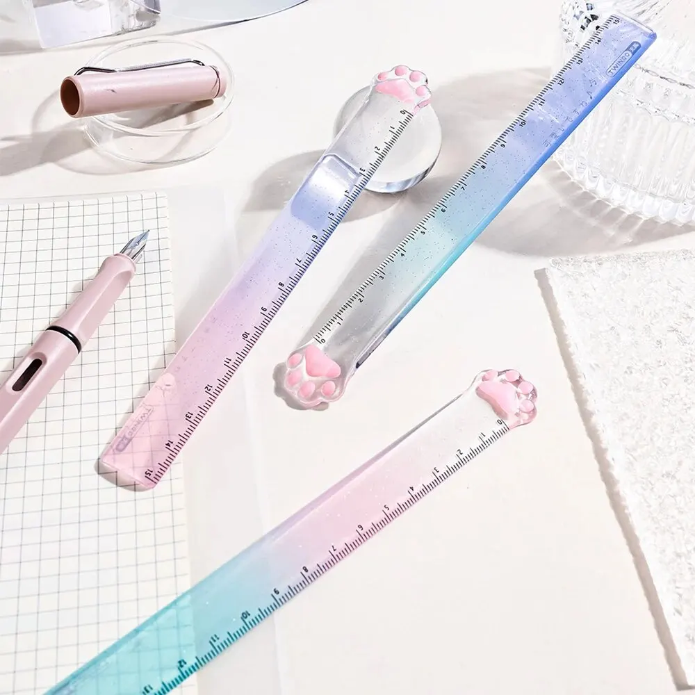 Cats Paw Ruler 3Style Twingo Transparent Gradient High Value Student Stationery Drawing Gauge
