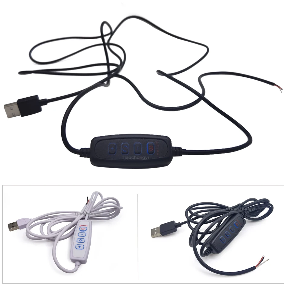 LED Dimmer Switch Smart Dimmer Switch LED Dimmer Controller Lamp Dimmer 5V 2A USB Port Power Supply Line Dimming Color-matching Extension Cable With ON OFF Switch Adapter For LED Light Bulb