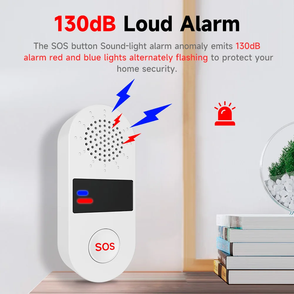 Tuya Wifi Alarm Security SOS Alarm Wireless 130dB Sound System Smart Voice Light APP Remote Control Smart Life Device emergency alarm button