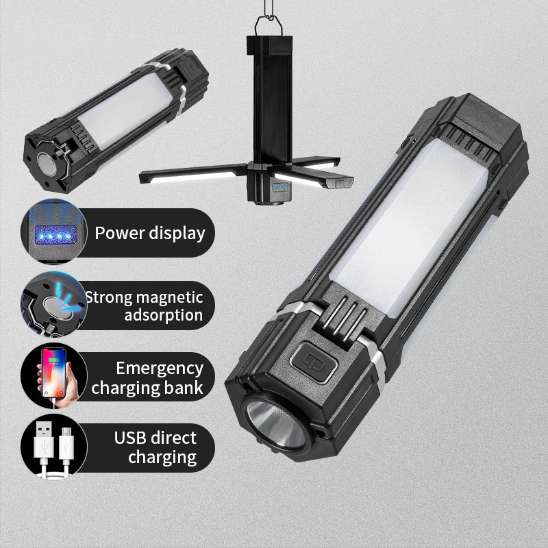 

New LED Camping Light Working Auto Repair Light USB Charging Repair Light With Magnet Multifunction COB Strong Light Flashlight