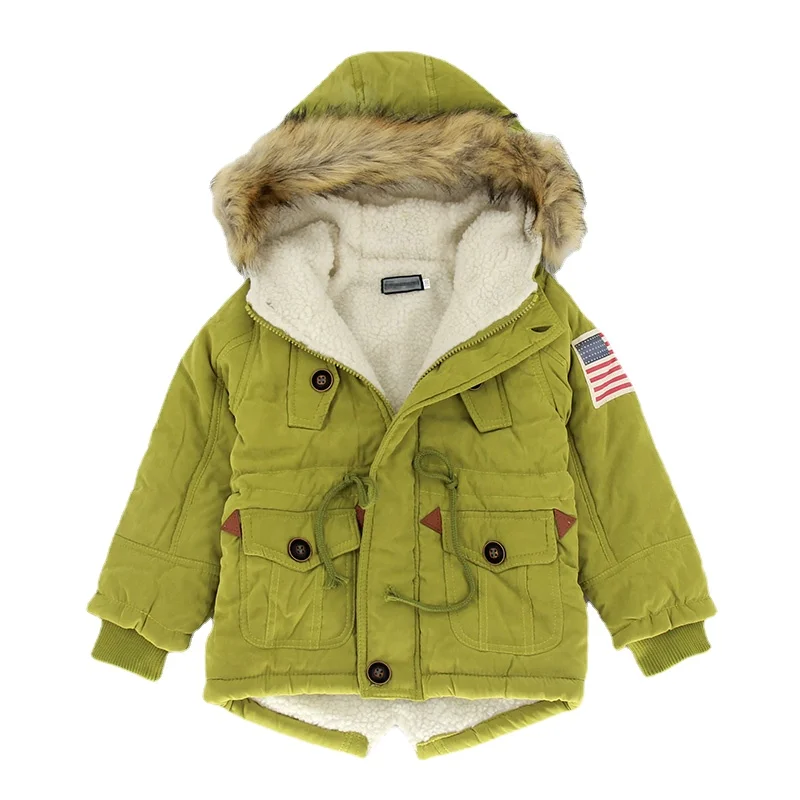 Autumn Winter Children Jackets Girls Boys Coats Hooded Faux Fur Collar Kids Outerwear 10T Cotton Padded Baby Girl Boy Snowsuit