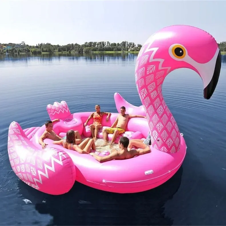 Floating Island for Multi-person, Inflatable Unicorn Row, Swan Flamingo Peacock, Large, Giant, 6 Person