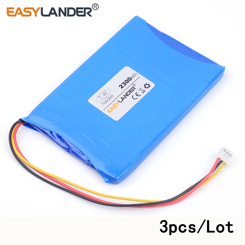 3 шт./лот 706090 2300 мАч 7,4 В литий-ионный полимерный перезаряжаемый аккумулятор Sast портативный мобильный DVD EVD 076090 andorid phone