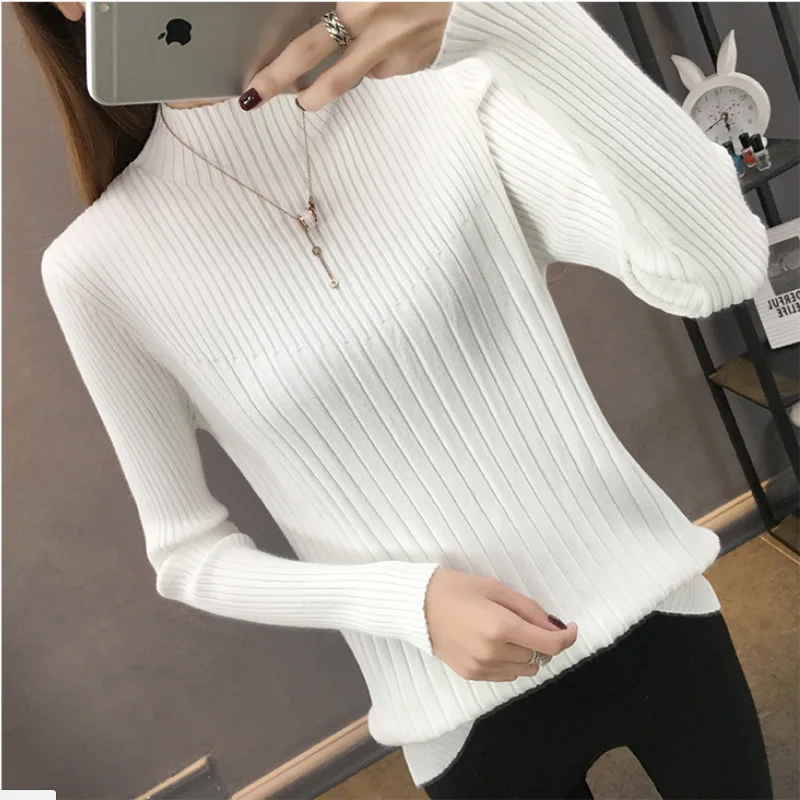 

Semi-turtleneck sweater women 2023 autumn and winter new style slim build knitting undershirt women black