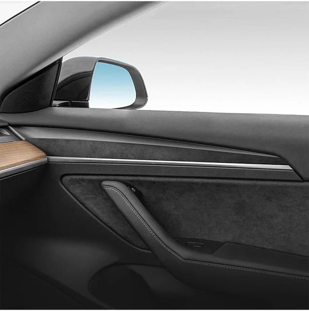 For Tesla Model 3 Model Y 2021 2022 2023 2024 Car Front Door Inner Side  Armrest Strip Italy Super Suede Trim Cover Accessories - AliExpress