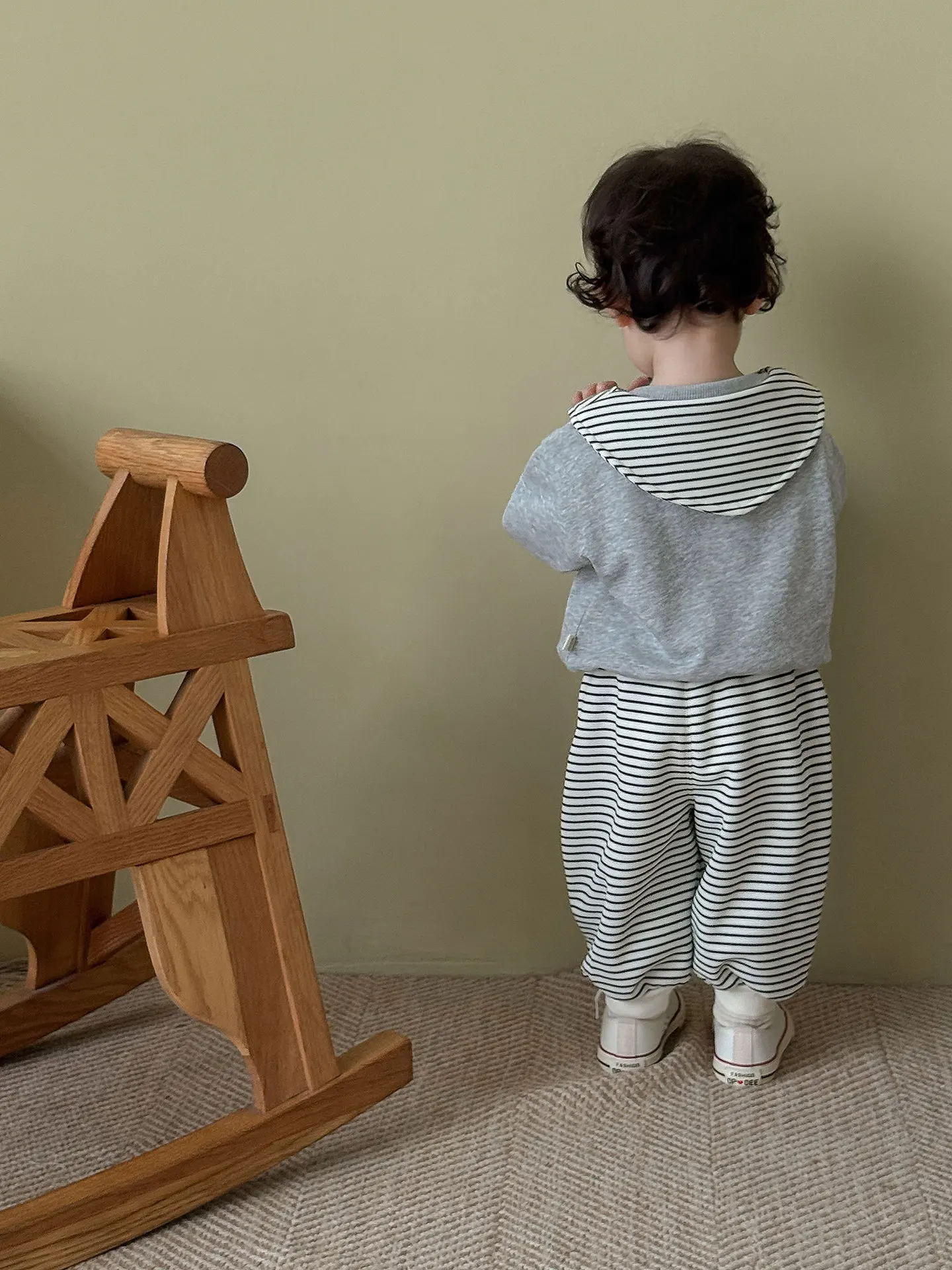 Boys Autumn Hoodie Set Sailor Collar Full Length Pants