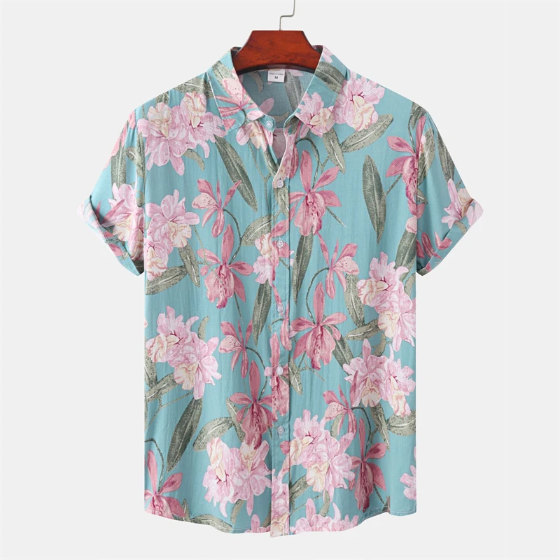 Men's 3D Printed Flower Shirts Harajuku Casual Fashion Street