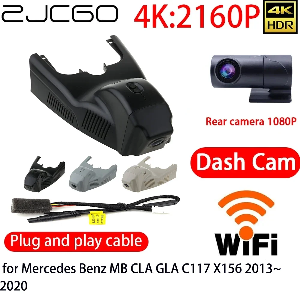 

ZJCGO 4K Car DVR Dash Cam Wifi Front Rear Camera 24h Monitor for Mercedes Benz MB CLA GLA C117 X156 2013~2020