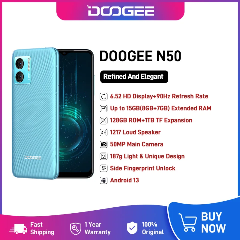 Doogee N50, 15 GB (8GB+7GB) RAM +128GB ROM