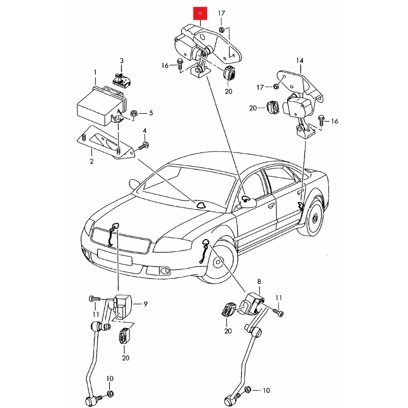 For Audi A8 S8 VW Phaeton Bentley Continental Porsche Cayenne Rear Left/Right Vehicle Height Level Sensor 4E0616572E 4E0616571E