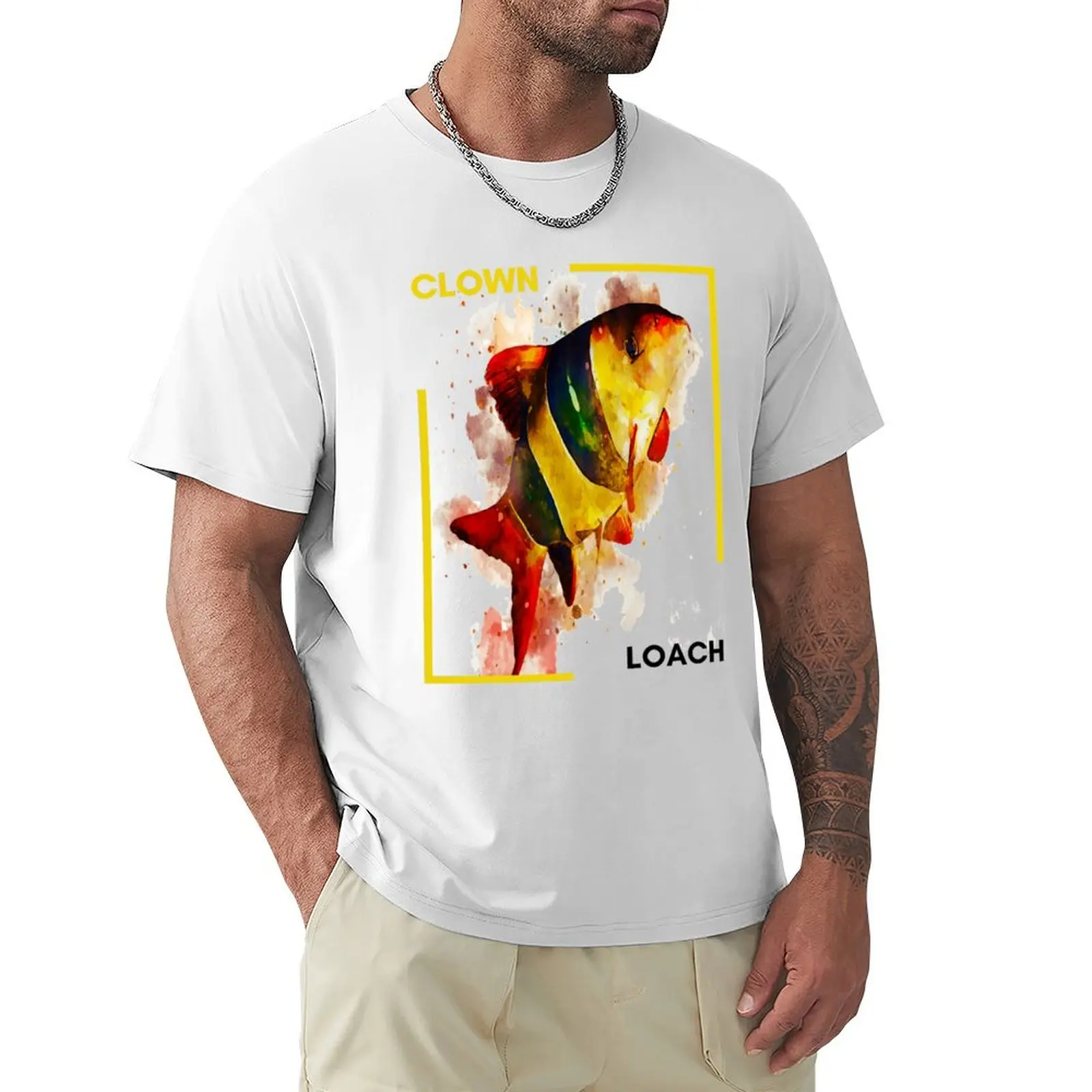 

Clown Loach Water Colour T-Shirt summer top vintage customs graphics t shirts for men