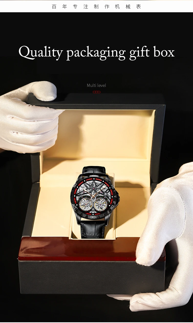 AILANG 2022 Männer der Mode Uhr Automatische Doppel Pendel Tourbillon Uhr Luxus Uhr Wasserdicht Business Mechanische Uhr – Detail 5