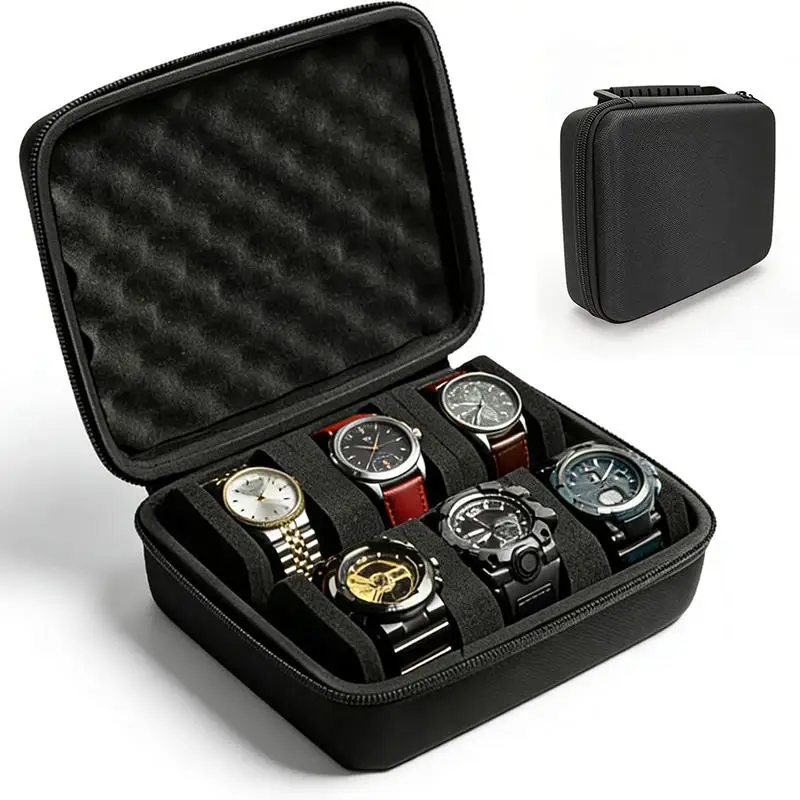 Compact Zippered Watch and Jewelry Travel Organizer with Anti-Scratch Protection