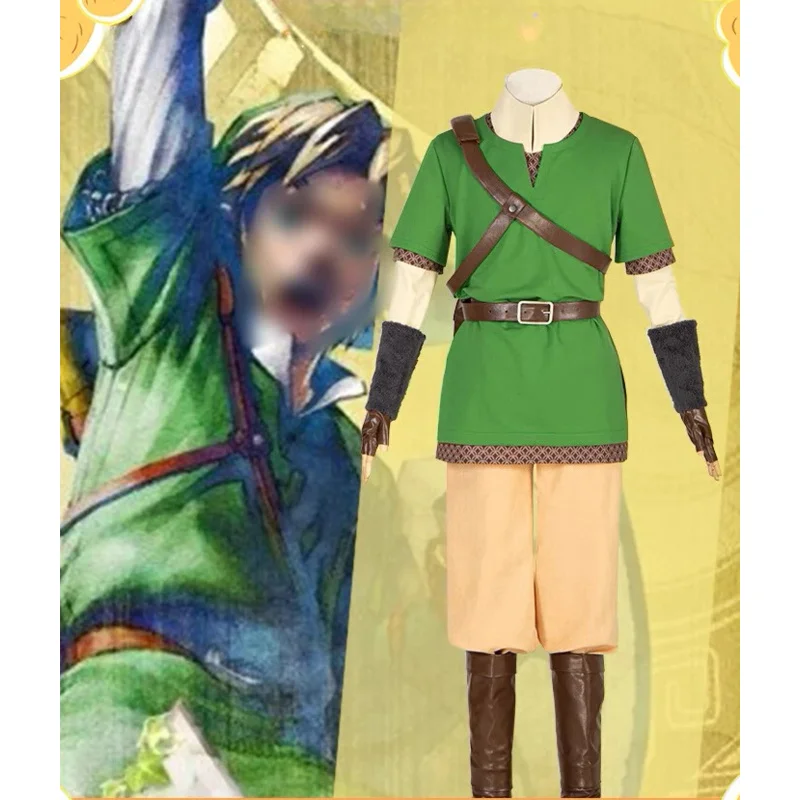 Costume Cosplay Skyward Sword Link Di Alta Qualità Zelda Link Green Uniform Halloween Party Men Cosplay Custom Made