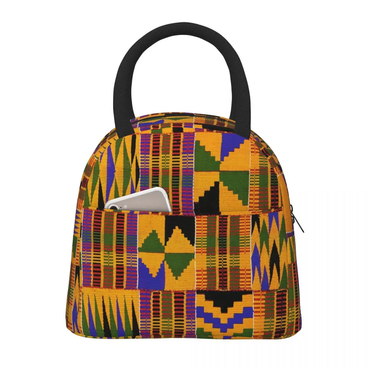 

Afro Fabric Pattern Print Insulated Lunch Bags Women Portable Food Bags Cooler Warm Container African Ethnic Design Lunch Bag