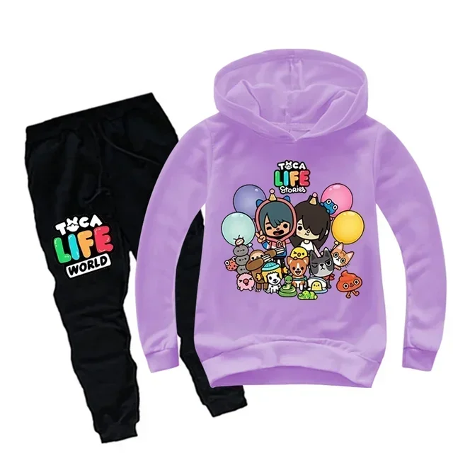 thumbnail image 1 of Conjuntos de sudadera Toca Boca Life World para niños y bebés, camisetas y pantalones para niños, ropa para niños y niñas, sudaderas con capucha, 1 of 5