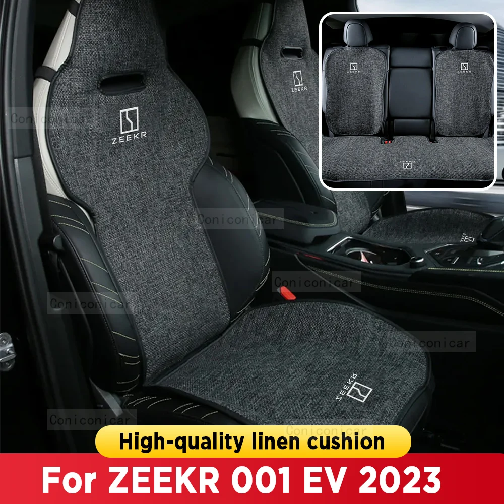 

For ZEEKR 001 EV 2023 Four Seasons Car Seat Cover Breathable Linen fabric Car Seat Cushion Protector Pad Front Fit for Most Cars