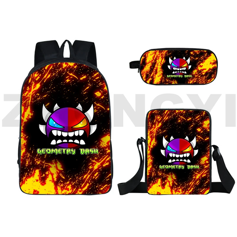 Nuovo Gioco Angry Geometry Dash 3D Print Zaino 3 In 1 Set Uomo Laptop Bagpack Pacchetto Giornaliero Per La Scuola Adolescenti Ragazze Ragazzi Bookbag