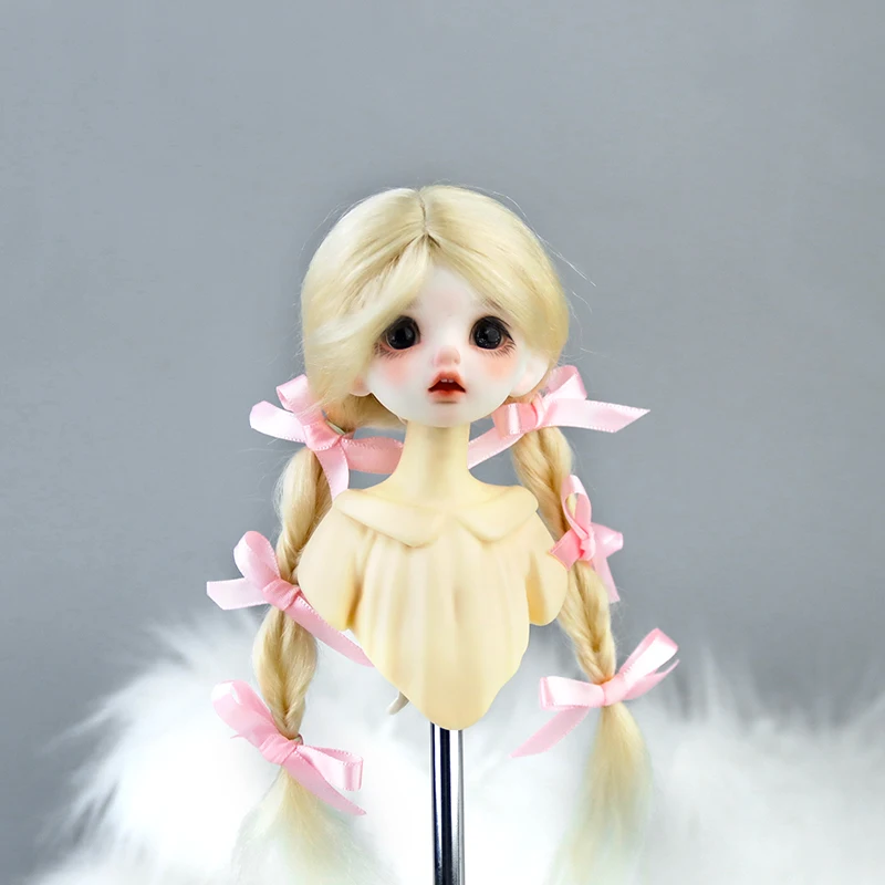 Mohair 1/6 BJD Hair Pigtails Ponytail Braid Blonde Soft Mohair For 6 Inch Doll Tress Wigs Accessories DIY Gifts