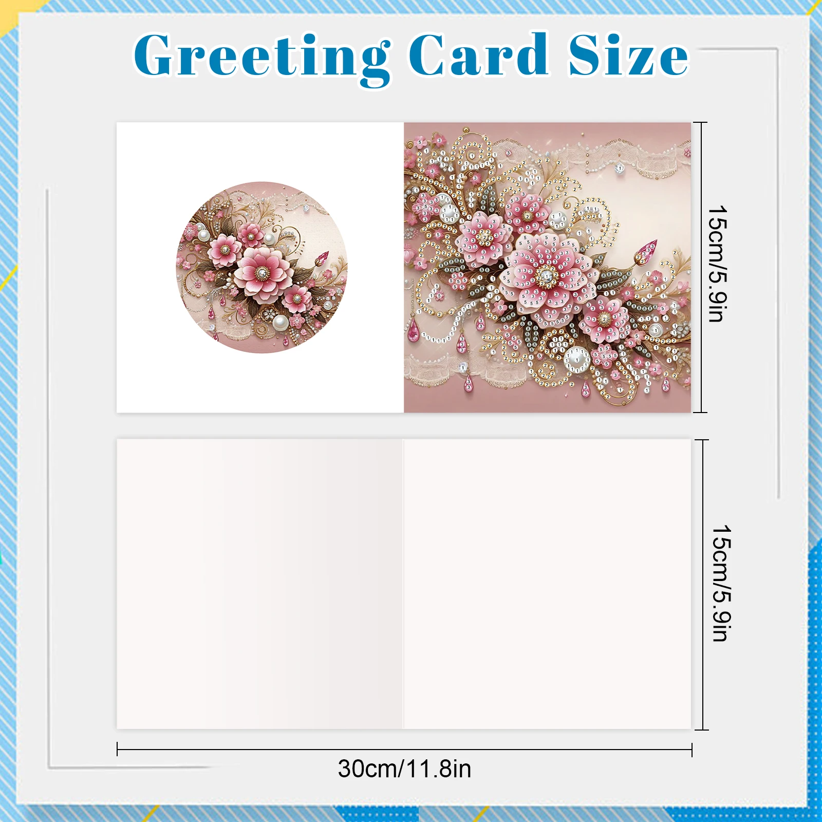 6Pcs Diamond Painting Greeting Cards Kit,DIY Flowers Handmade Festival Greeting Diamond Art Birthday Creative Cards