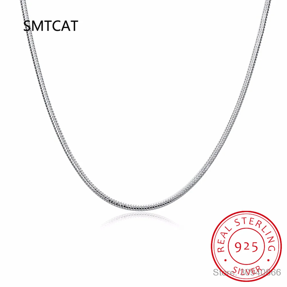 925 Silver 2mm Round Snake Chain Necklace 40cm 45cm 50cm 55cm 60cm 65cm 70cm 75cm Women Men silver necklace