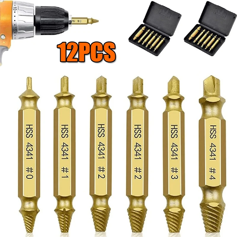 

LUCHSHIY 12pcs Screw Extractor Tool Set Drill Bits Broken Damaged Bolt Remover Screw Extractor For Broken Hand Tool Accessories