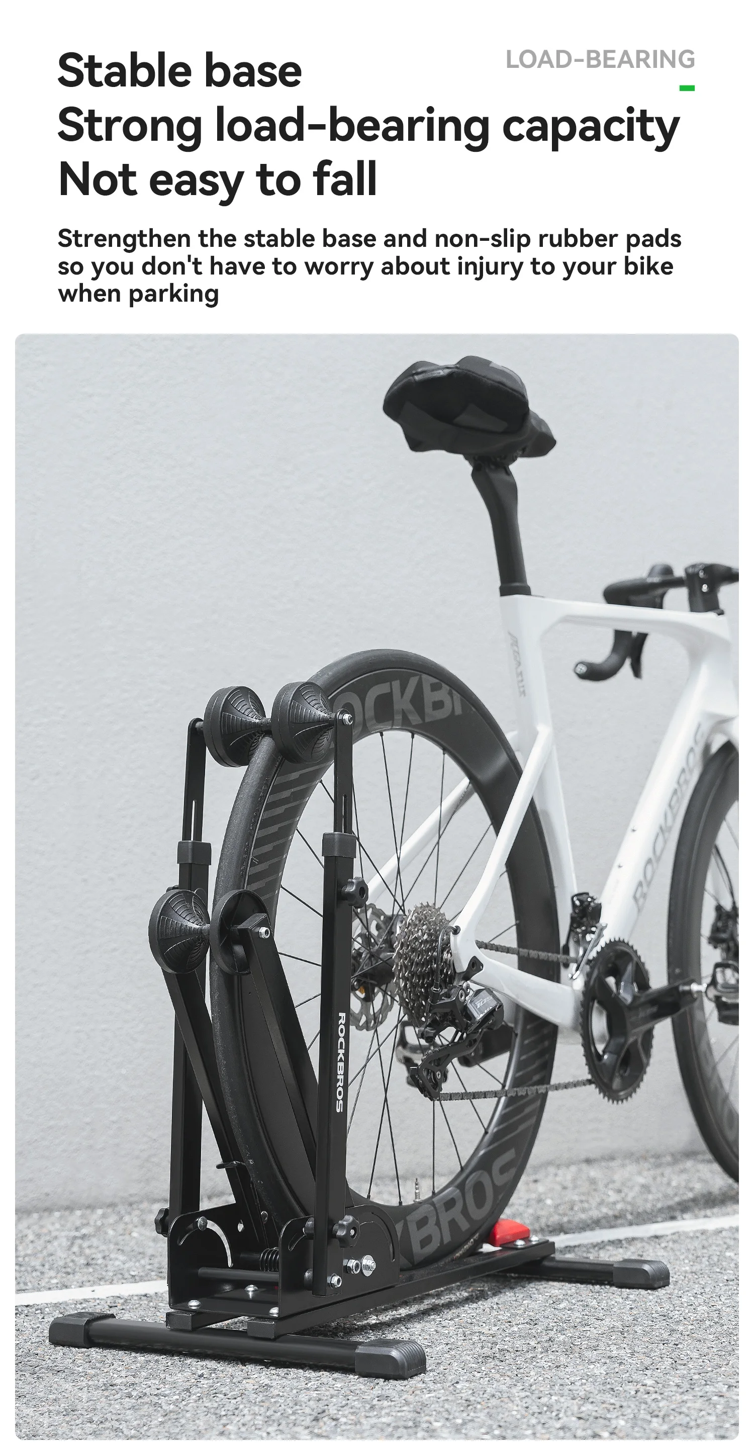 ROCKBROS Fahrrad Parkplatz Ständer Faltbare Stabile Straße MTB Fahrrad Ständer Racks Radfahren Unterstützung Halter Rack Carbon Stahl Nicht-slip – Detail 6