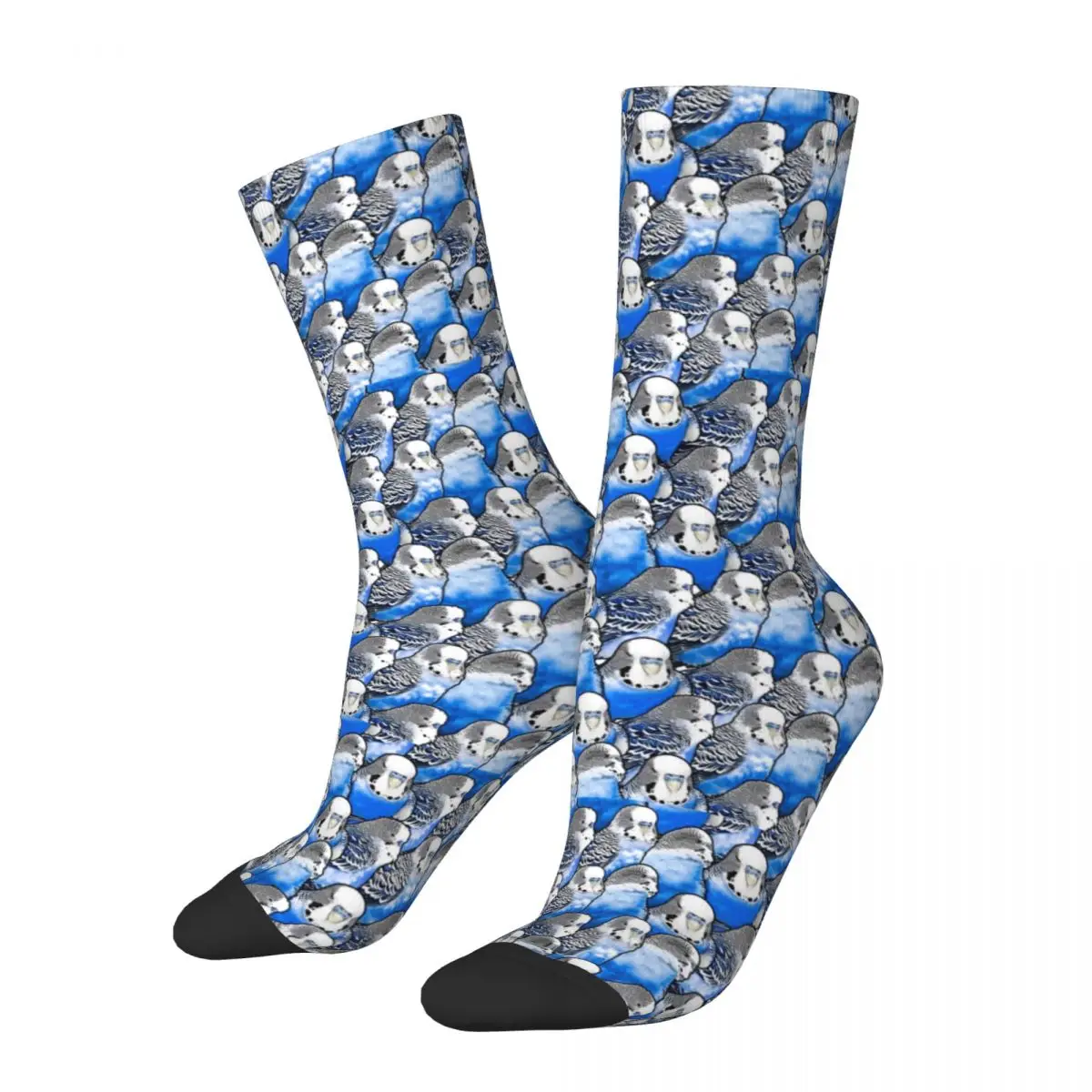 

Autumn Winter Cool Unisex Budgie Blue Pattern Socks Parrot Sweat Absorbing Basketball Socks