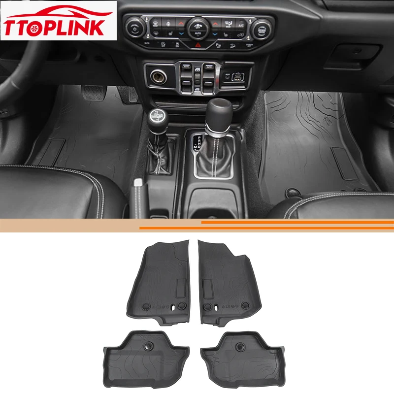 

TPE Interior Original Foot Mat Pad Four Door Version for Jeep Wrangler JL 2018 Up Non-Slip Floor Liners Car Accessories