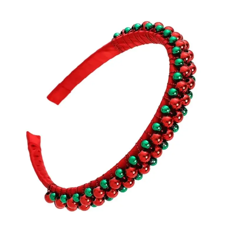 

Red Green Christmas Headbands Beaded Headwear Hair Hoop for Christmas Headpiece Fancy Dress Party Supplies