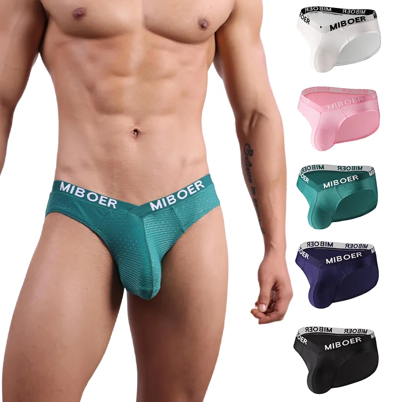 Men's Breathable Mesh Briefs with U-Pouch and High Elastic Waistband - 5 Color Options, Tag-Free Comfort