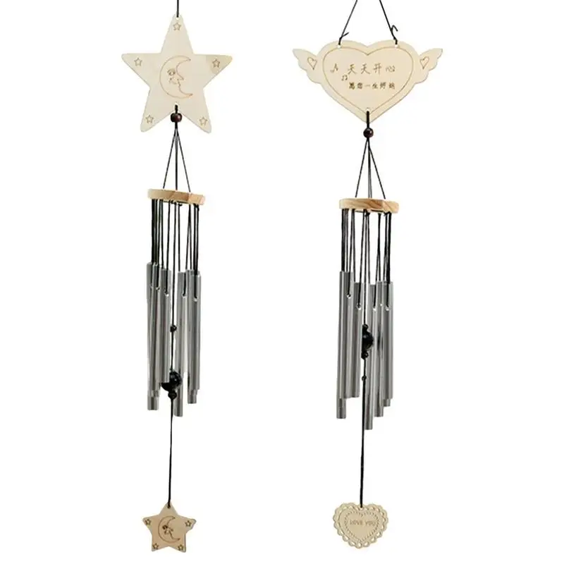 

8 Tubes Memorial Wind Chime Outdoors Durable Hanging Ornaments Wind Chimes With Wooden Pendant Home Decoration Accessories