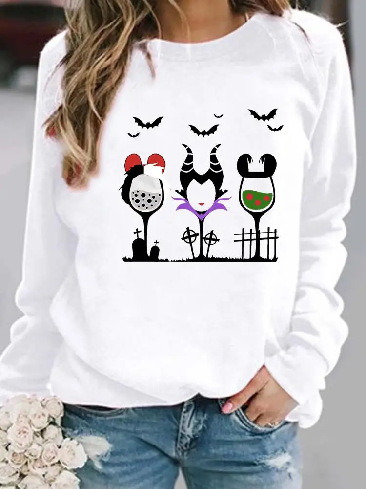 

Fall Happy Halloween Print Pullovers Women Fashion Holiday Wine Love Trend 90s Lady Autumn Spring Female Graphic Sweatshirt