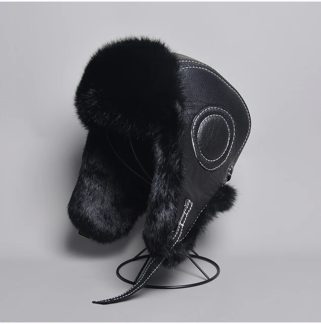 Fur Trapper Hats For Men Genuine Leather Hats Winter First Layer