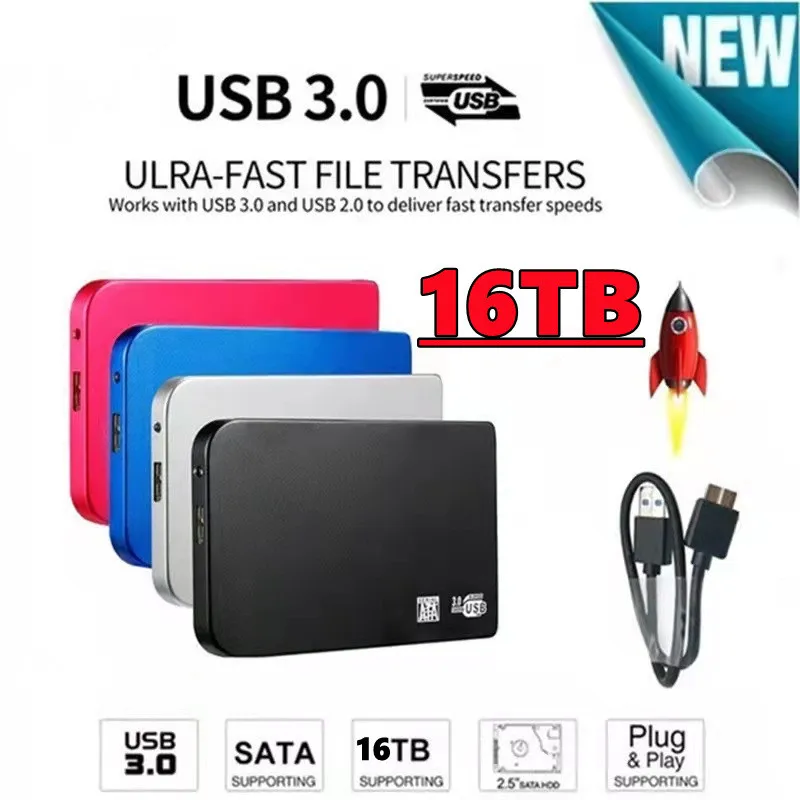 Новый внешний SSD-накопитель 16 ТБ твердотельный накопитель 1 500 Гб USB 3 SSD Typc-C